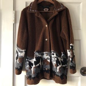 Vintage fleece jacket with horse print